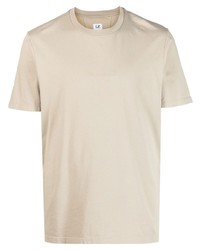 hellbeige besticktes T-Shirt mit einem Rundhalsausschnitt von C.P. Company