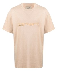 hellbeige besticktes T-Shirt mit einem Rundhalsausschnitt von Carhartt WIP