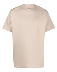 hellbeige besticktes T-Shirt mit einem Rundhalsausschnitt von Carhartt WIP