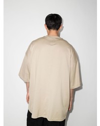 hellbeige besticktes T-Shirt mit einem Rundhalsausschnitt von Rick Owens DRKSHDW