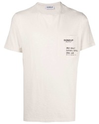 hellbeige besticktes T-Shirt mit einem Rundhalsausschnitt von Dondup