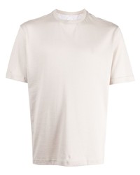 hellbeige besticktes T-Shirt mit einem Rundhalsausschnitt von Eleventy