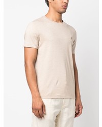 hellbeige besticktes T-Shirt mit einem Rundhalsausschnitt von Polo Ralph Lauren
