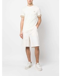 hellbeige besticktes T-Shirt mit einem Rundhalsausschnitt von Fred Perry