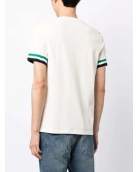 hellbeige besticktes T-Shirt mit einem Rundhalsausschnitt von Fred Perry