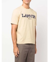 hellbeige besticktes T-Shirt mit einem Rundhalsausschnitt von Lanvin