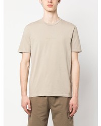 hellbeige besticktes T-Shirt mit einem Rundhalsausschnitt von C.P. Company