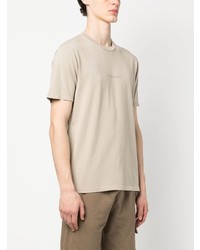 hellbeige besticktes T-Shirt mit einem Rundhalsausschnitt von C.P. Company