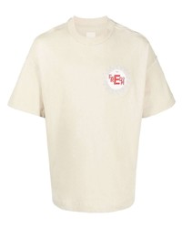 hellbeige besticktes T-Shirt mit einem Rundhalsausschnitt von Emporio Armani
