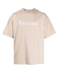hellbeige besticktes T-Shirt mit einem Rundhalsausschnitt von Fiorucci
