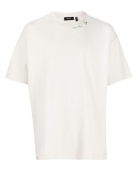 hellbeige besticktes T-Shirt mit einem Rundhalsausschnitt von FIVE CM