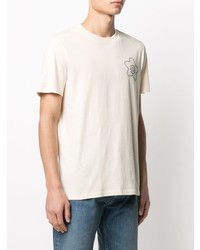 hellbeige besticktes T-Shirt mit einem Rundhalsausschnitt von Sandro Paris