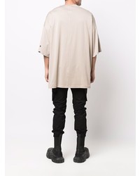 hellbeige besticktes T-Shirt mit einem Rundhalsausschnitt von Rick Owens X Champion