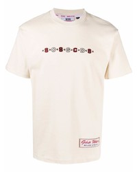 hellbeige besticktes T-Shirt mit einem Rundhalsausschnitt von Gcds