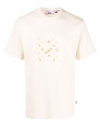 hellbeige besticktes T-Shirt mit einem Rundhalsausschnitt von Gcds