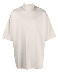 hellbeige besticktes T-Shirt mit einem Rundhalsausschnitt von Gmbh