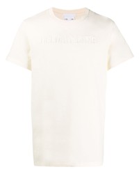 hellbeige besticktes T-Shirt mit einem Rundhalsausschnitt von Helmut Lang