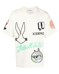 hellbeige besticktes T-Shirt mit einem Rundhalsausschnitt von Iceberg