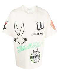 hellbeige besticktes T-Shirt mit einem Rundhalsausschnitt von Iceberg