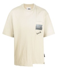 hellbeige besticktes T-Shirt mit einem Rundhalsausschnitt von Izzue