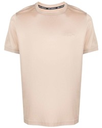 hellbeige besticktes T-Shirt mit einem Rundhalsausschnitt von Karl Lagerfeld