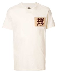 hellbeige besticktes T-Shirt mit einem Rundhalsausschnitt von Kent & Curwen