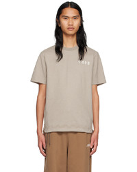 hellbeige besticktes T-Shirt mit einem Rundhalsausschnitt von Li-Ning