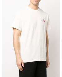 hellbeige besticktes T-Shirt mit einem Rundhalsausschnitt von RIPNDIP