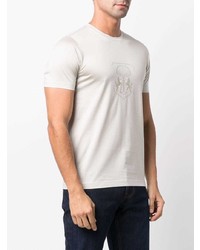 hellbeige besticktes T-Shirt mit einem Rundhalsausschnitt von Corneliani