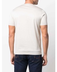 hellbeige besticktes T-Shirt mit einem Rundhalsausschnitt von Corneliani