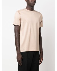hellbeige besticktes T-Shirt mit einem Rundhalsausschnitt von Karl Lagerfeld