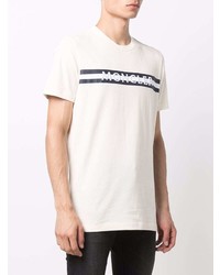 hellbeige besticktes T-Shirt mit einem Rundhalsausschnitt von Moncler