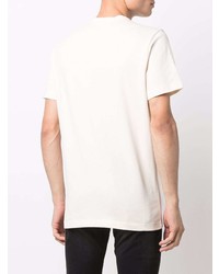 hellbeige besticktes T-Shirt mit einem Rundhalsausschnitt von Moncler