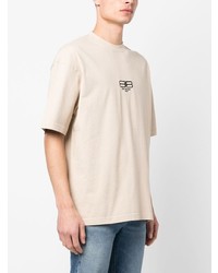hellbeige besticktes T-Shirt mit einem Rundhalsausschnitt von Balenciaga