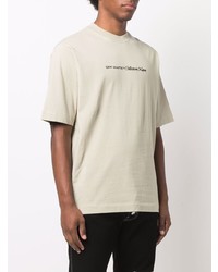 hellbeige besticktes T-Shirt mit einem Rundhalsausschnitt von Off-White