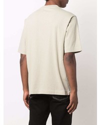 hellbeige besticktes T-Shirt mit einem Rundhalsausschnitt von Off-White