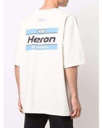 hellbeige besticktes T-Shirt mit einem Rundhalsausschnitt von Heron Preston