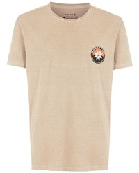 hellbeige besticktes T-Shirt mit einem Rundhalsausschnitt von OSKLEN