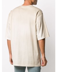 hellbeige besticktes T-Shirt mit einem Rundhalsausschnitt von Dolce & Gabbana