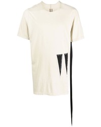 hellbeige besticktes T-Shirt mit einem Rundhalsausschnitt von Rick Owens DRKSHDW