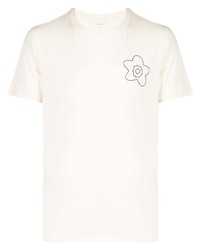 hellbeige besticktes T-Shirt mit einem Rundhalsausschnitt von Sandro Paris