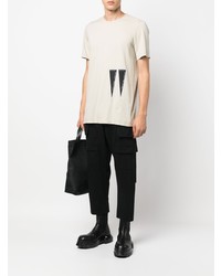 hellbeige besticktes T-Shirt mit einem Rundhalsausschnitt von Rick Owens DRKSHDW