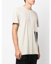 hellbeige besticktes T-Shirt mit einem Rundhalsausschnitt von Rick Owens DRKSHDW