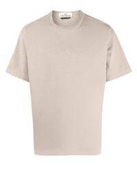 hellbeige besticktes T-Shirt mit einem Rundhalsausschnitt von Stone Island