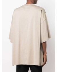 hellbeige besticktes T-Shirt mit einem Rundhalsausschnitt von Rick Owens X Champion