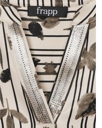 hellbeige Bluse mit Blumenmuster von Frapp