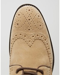 hellbeige Brogue Stiefel aus Wildleder von Asos