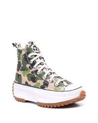 hellbeige Camouflage hohe Sneakers aus Segeltuch von Converse