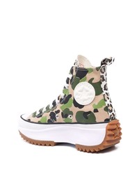 hellbeige Camouflage hohe Sneakers aus Segeltuch von Converse