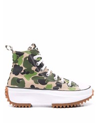 hellbeige Camouflage hohe Sneakers aus Segeltuch von Converse